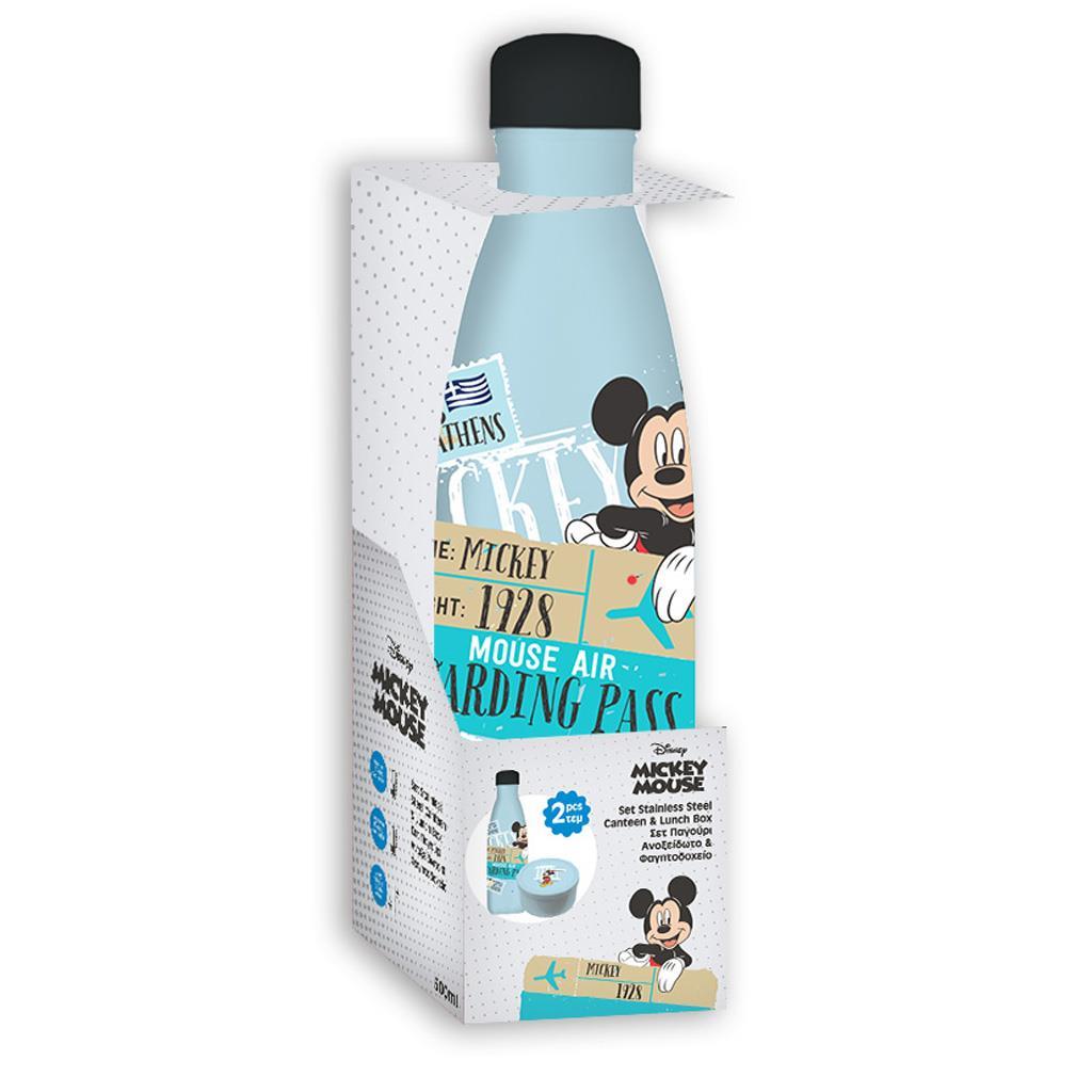 ΦΑΓΗΤΟΔΟΧΕΙΟ PP 130ML & ΠΑΓΟΥΡΙ ΑΝΟΞΕΙΔΩΤΟ 500ML ΣΕΤ HELLO GREECE MICKEY