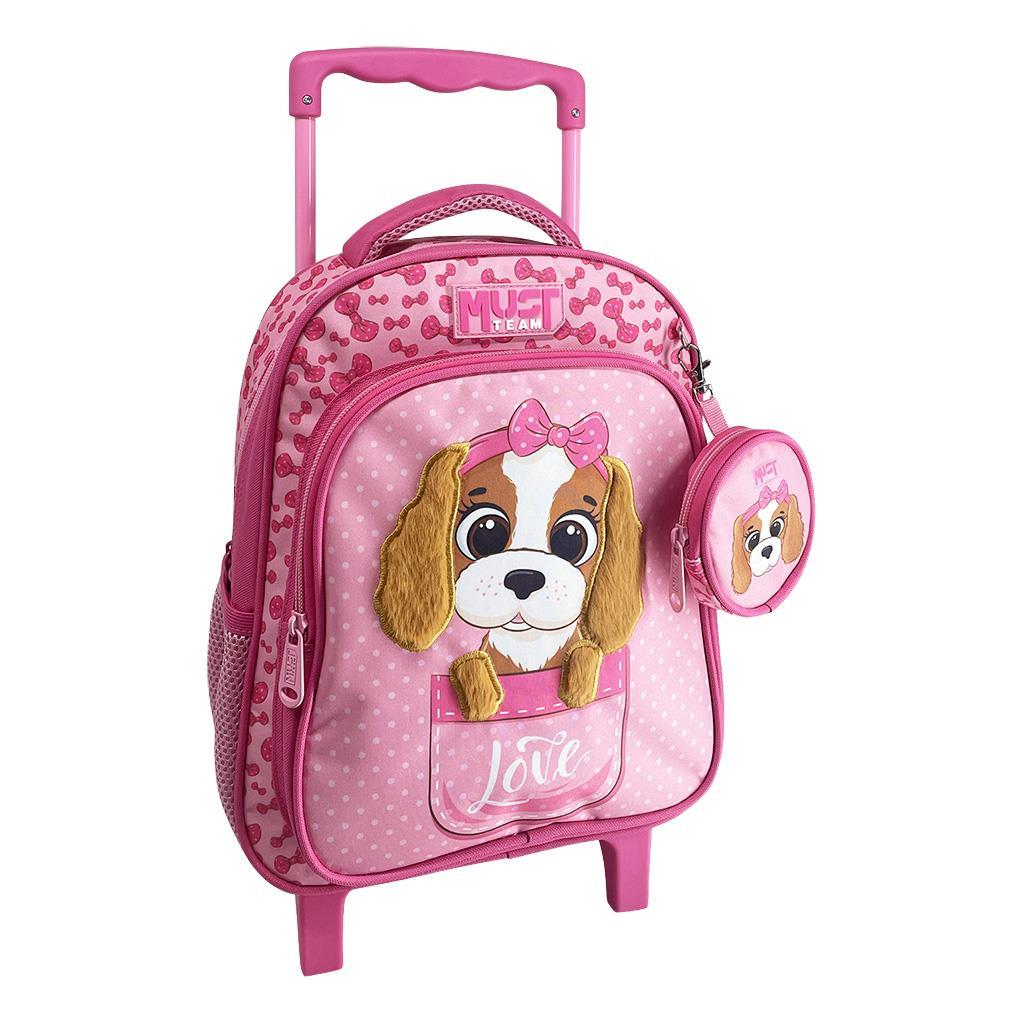 Σχολική Τσάντα Τρόλεϊ Νηπίου Must Team Dog With Pink Bow 2 Θήκες